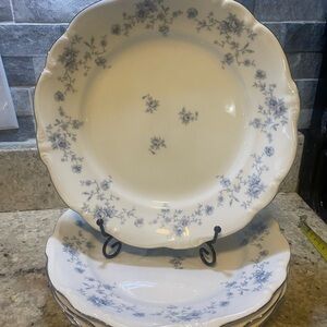 Johann Haviland Blue Garland Bavaria Dinner Plates Platinum Trim Set Of 6